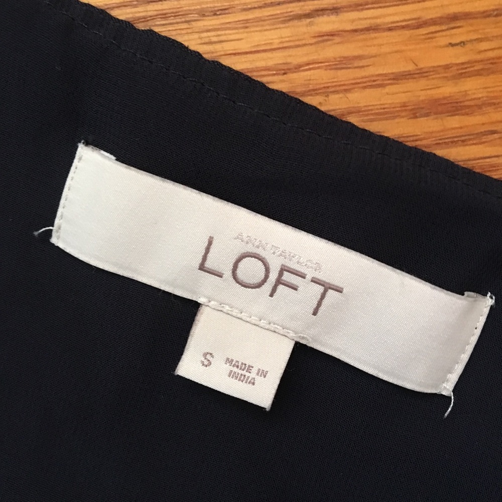 LOFT Navy Blue Ruffle Tank Blouse - Picture 5 of 6